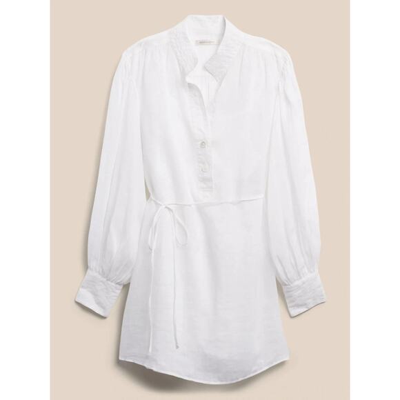 Banana Republic Ramie Popover Dress - XXL - White - Picture 1 of 4
